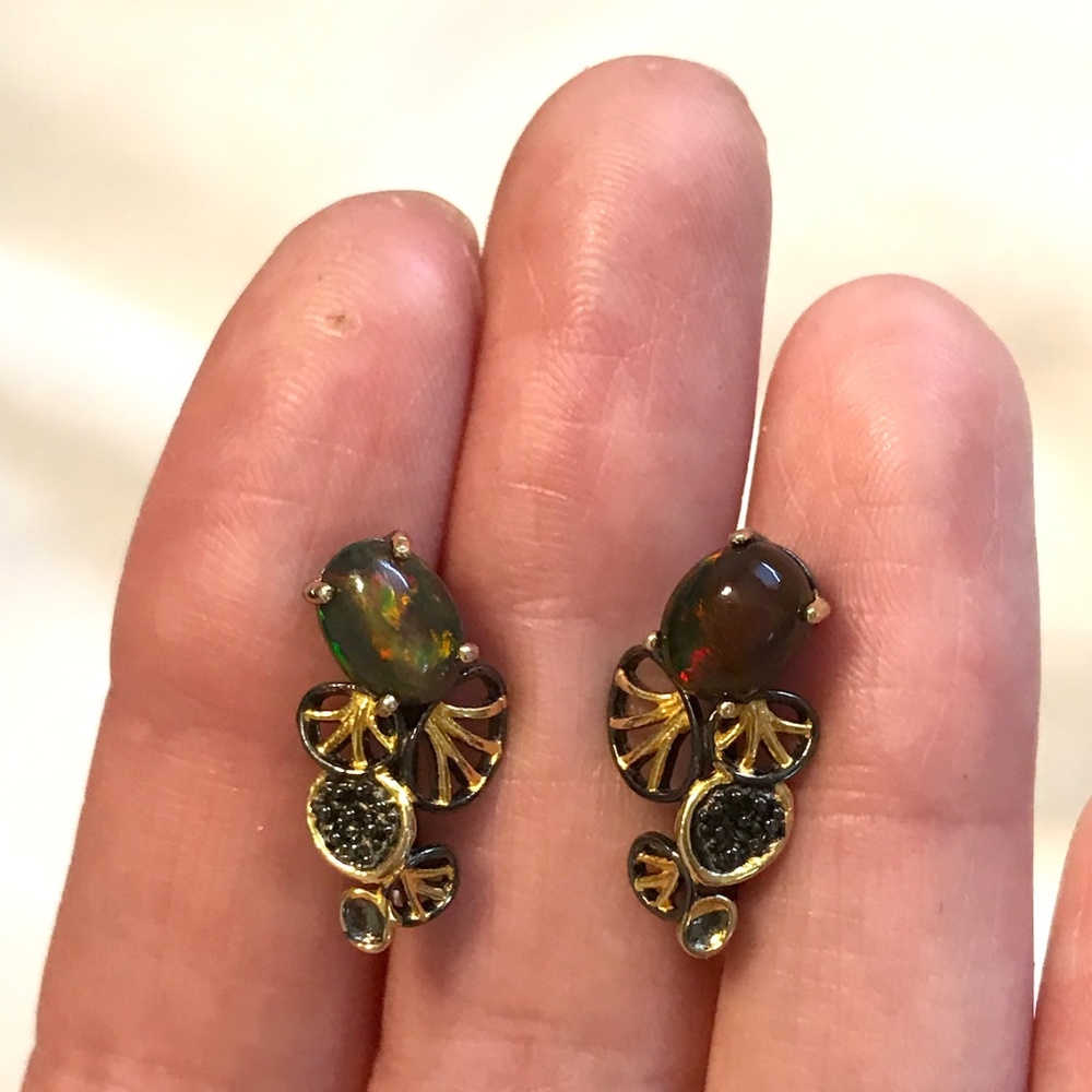 Sterling silver Ethiopian opal jewelry set